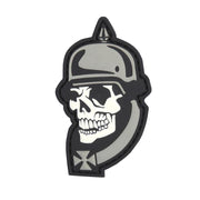 Parche 3D plástico calavera WWI gris, aprox. 6,5 x 3,8 cm, con velcro