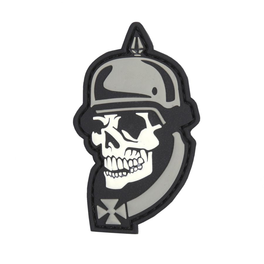 Parche 3D plástico calavera WWI gris, aprox. 6,5 x 3,8 cm, con velcro