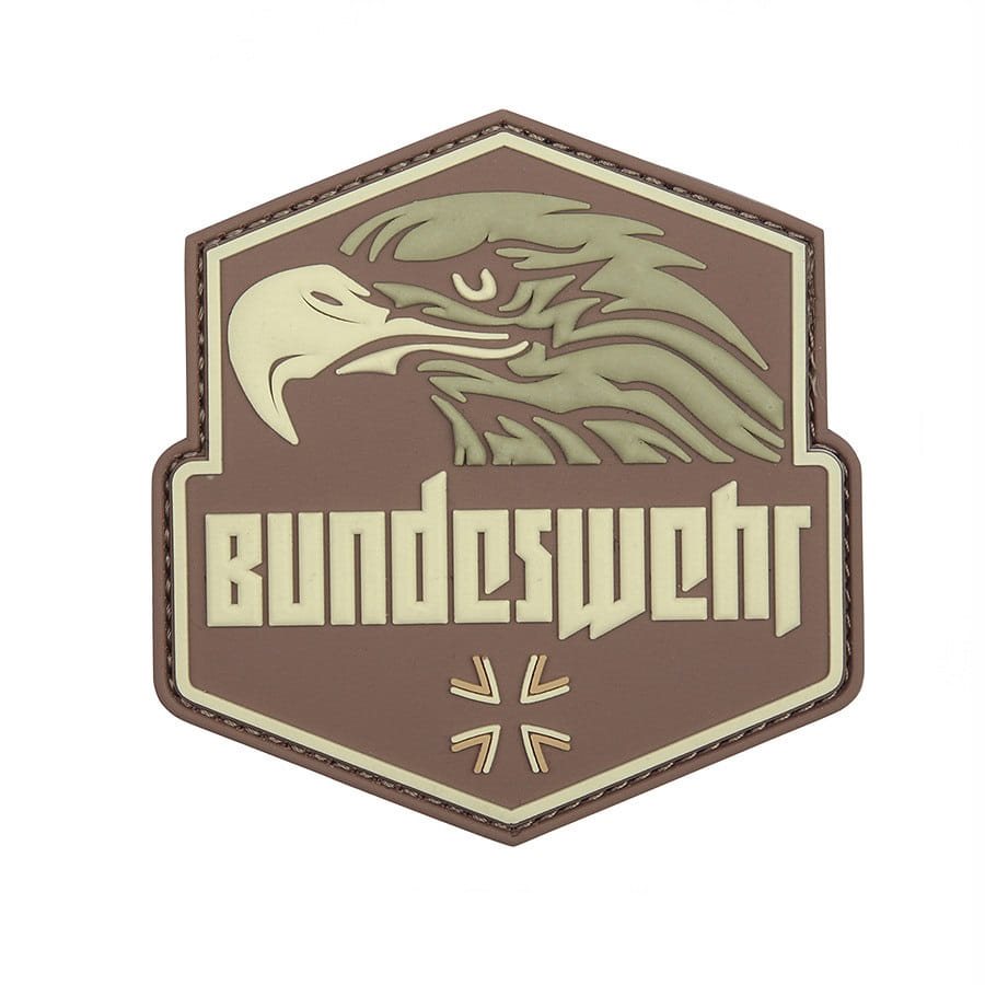 Parche Bundeswehr de plástico con velcro, color marrón, 8,5 x 8,5 cm