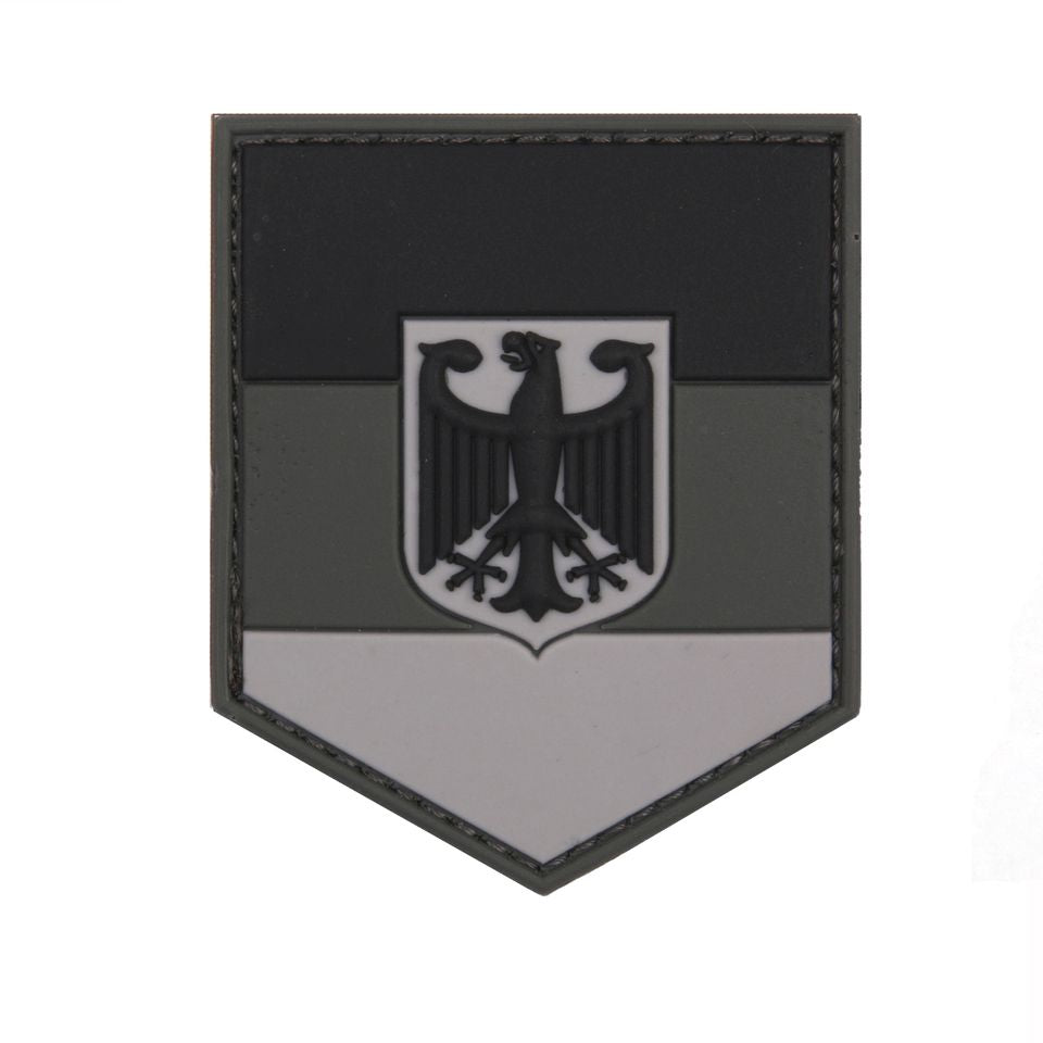 Parche plástico 3D escudo con águila BW gris-negro 5,5 x 6,8 cm con velcro