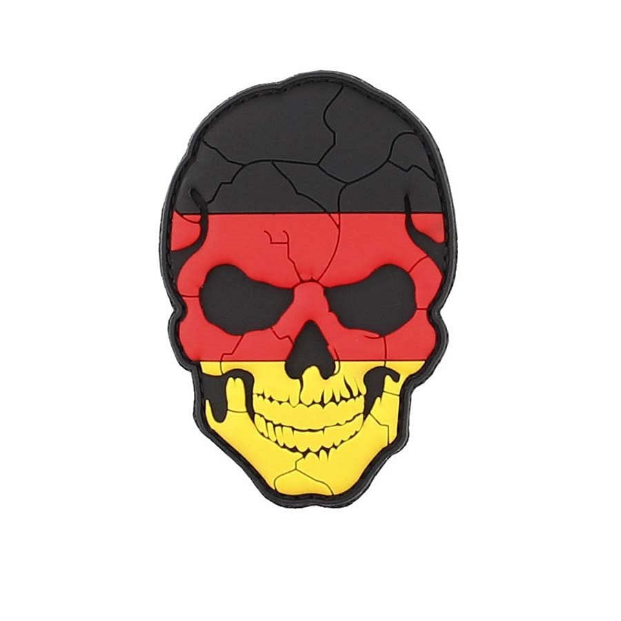 Parche 3D de plástico calavera agrietada con velcro, aprox. 6 x 8,8 cm