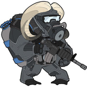 Parche velcro FROGMAN OX TF-2215, diseño buey buceador por Hiwez Illustrations