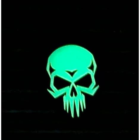 Parche de plástico 3D PSYCHO SKULL con velcro que brilla en la oscuridad, 5,9 x 7,9 cm