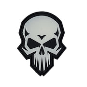 Parche 3D de plástico PSYCHO SKULL que brilla en la oscuridad, 5,9 x 7,9 cm, con velcro