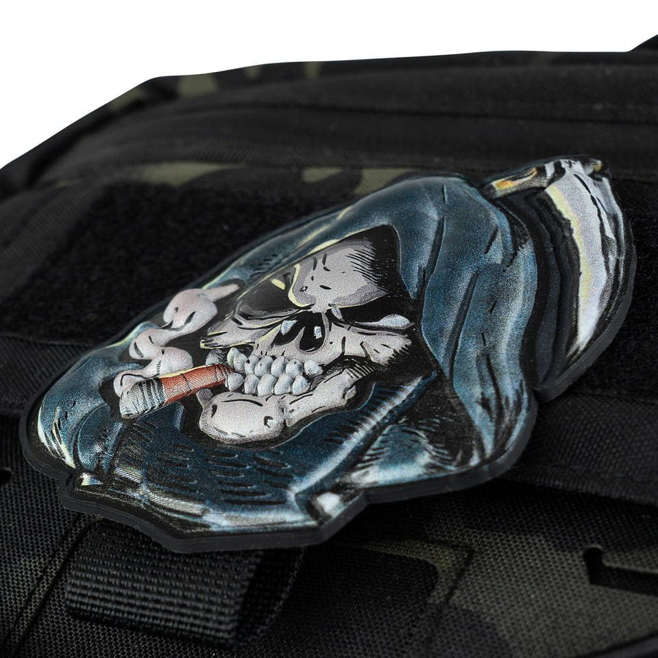 Parche 3D de plástico con diseño de calavera Grim Reaper y velcro, 7,9 x 10 cm
