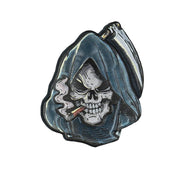 Parche 3D plástico calavera Grim Reaper con velcro, 7,9 x 10 cm
