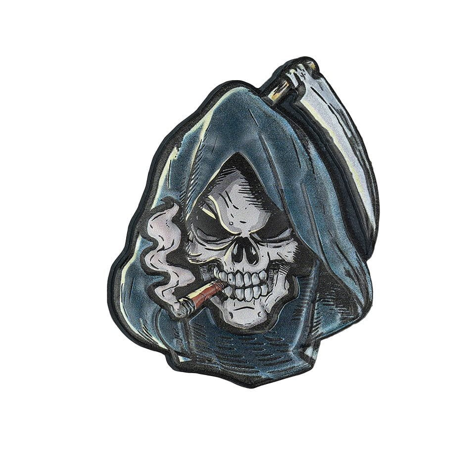 Parche 3D plástico calavera Grim Reaper con velcro, 7,9 x 10 cm