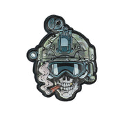 Parche 3D plástico calavera OPERATOR con velcro, aprox. 8,2 x 10,3 cm