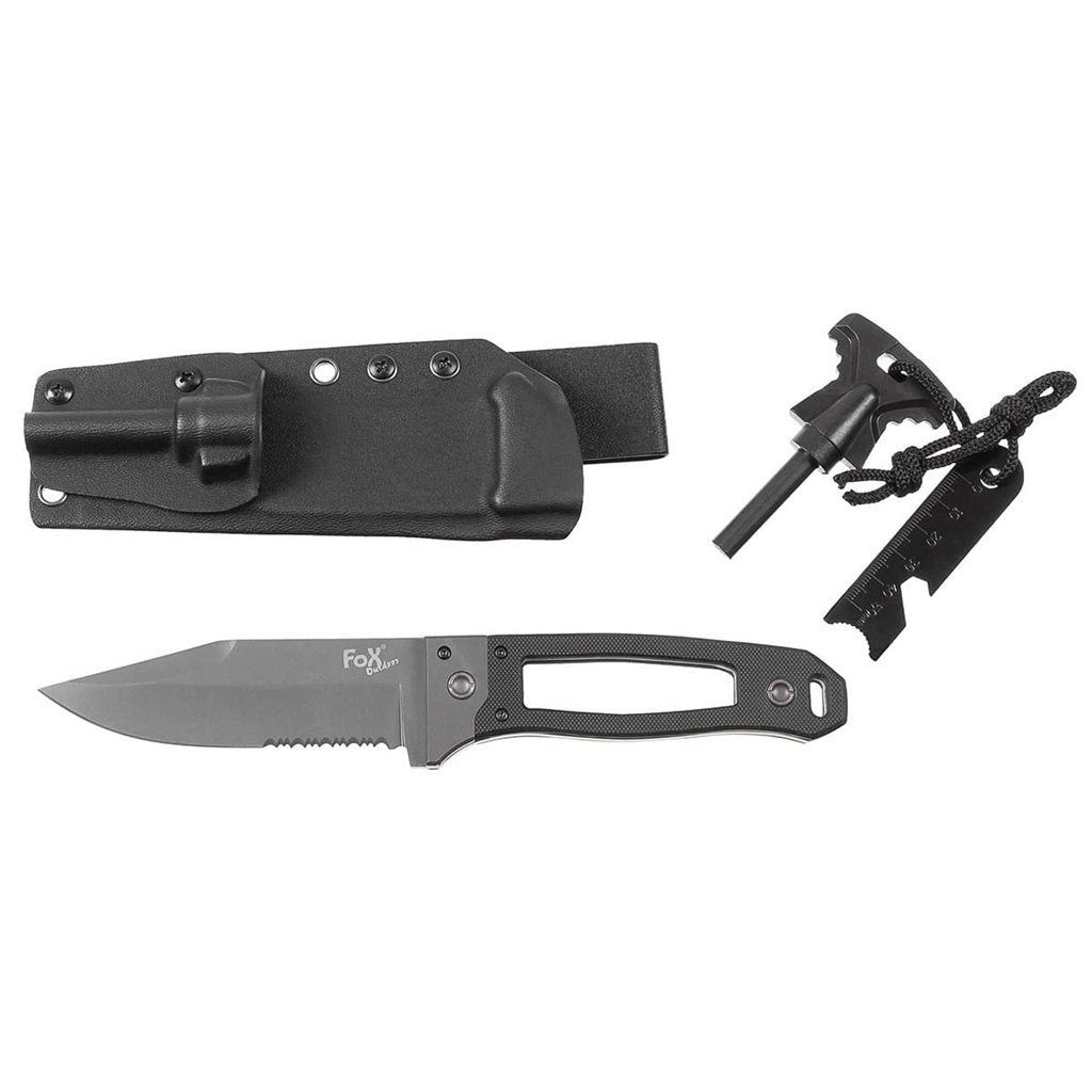 Cuchillo fijo SCORPION G10 con funda Kydex y ferrocerio - cuchillo de supervivencia ligero