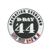 Insignia metálica D-DAY 44 con banderas aliadas, 3x3 cm, conmemorativa del desembarco de Normandía 1944
