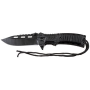 Navaja plegable EDC negra con pedernal de emergencia y silbato