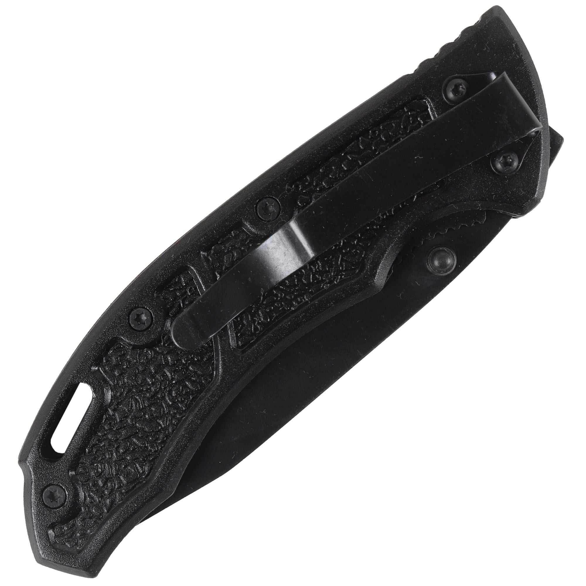 Navaja plegable FOX TANTO PILKA negra, hoja 8 cm, mango con goma y clip de cinturón