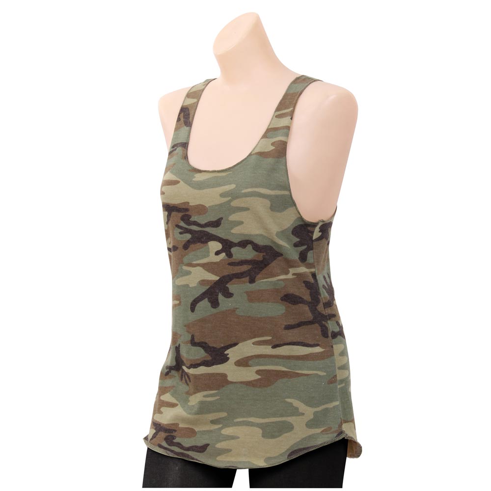 Camiseta tirantes mujer RACERBACK WOODAND con camuflaje woodland estilo army