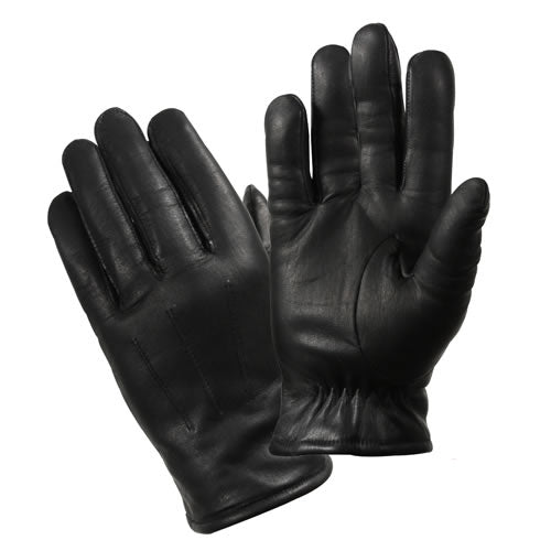 Guantes de cuero POLICE ThermoBlock negros con forro de poliéster