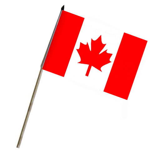 Bandera de Canadá en palo de madera 46x30 cm, 100% poliester