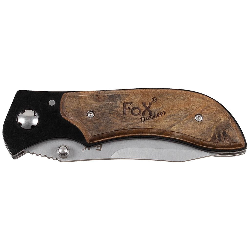 Navaja plegable con mango de madera y hoja de acero inoxidable 8,5 cm, longitud total 20,5 cm