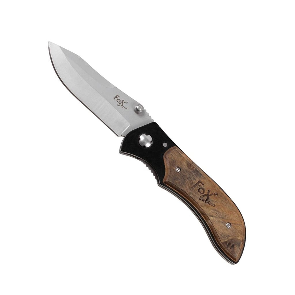 Navaja plegable con mango de madera y hoja de acero inoxidable 8,5 cm, longitud total 20,5 cm
