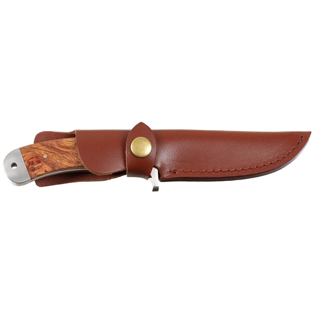 Cuchillo Damasco 71 capas con mango de madera y funda de cuero