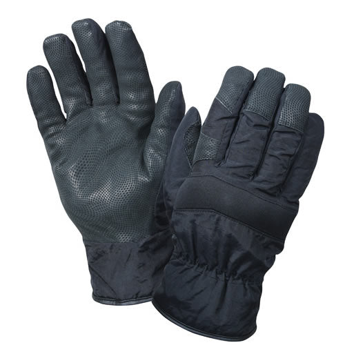 Guantes de invierno combinación nylon y cuero negros Rothco con palma texturada y forro ThermoBlock