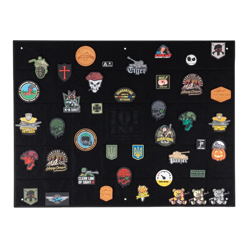 Organizador plegable negro para parches con velcro