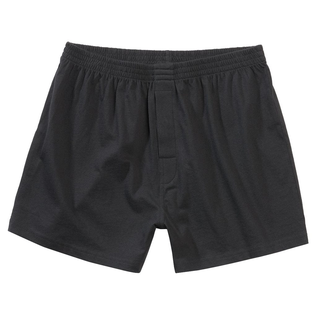 Boxer negro de algodón con bragueta de botones y cintura elástica