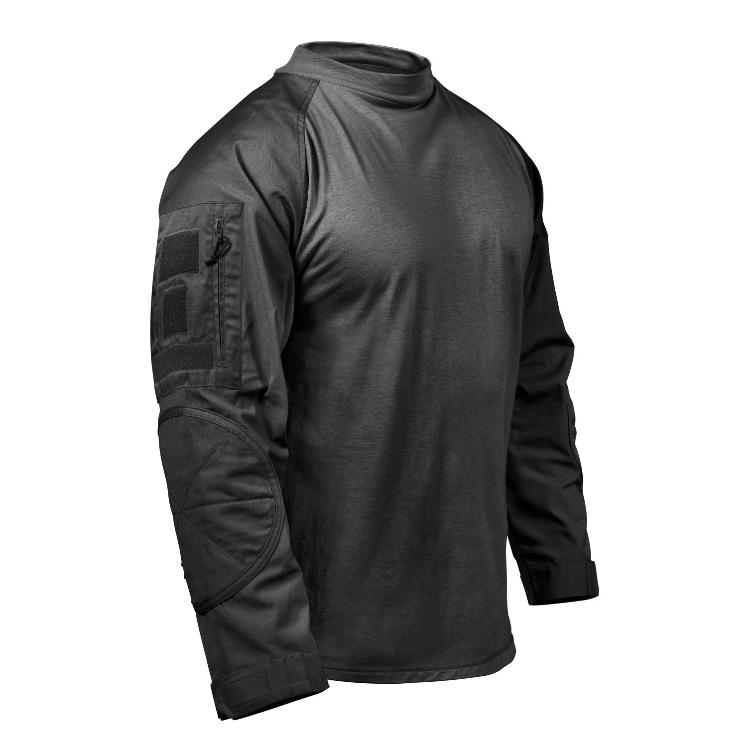 Camisa táctica AIRSOFT COMBAT negra Rothco, manga larga, refuerzo en codos y paneles velcro