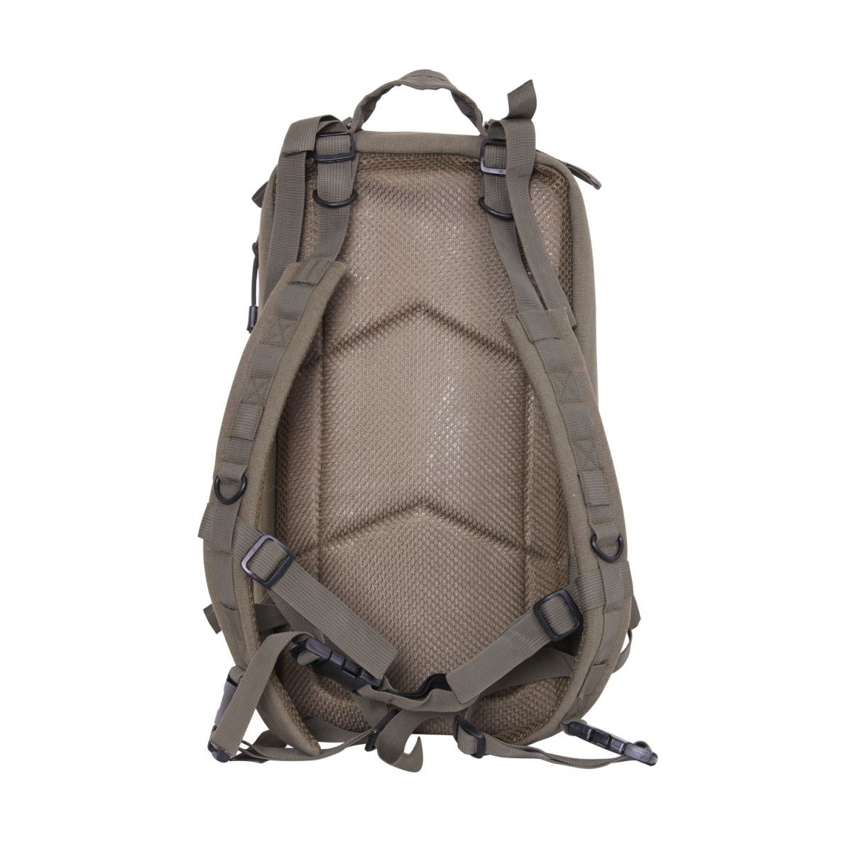 Mochila táctica TACTICANVAS GO PACK verde, 25 L, lona de algodón, tirantes y respaldo acolchados, bolsillos con cremallera