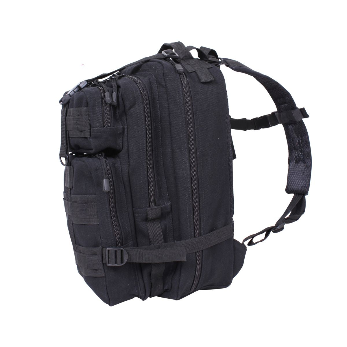 Mochila táctica TACTICANVAS GO PACK verde, 25 L, lona de algodón, tirantes y respaldo acolchados, bolsillos con cremallera