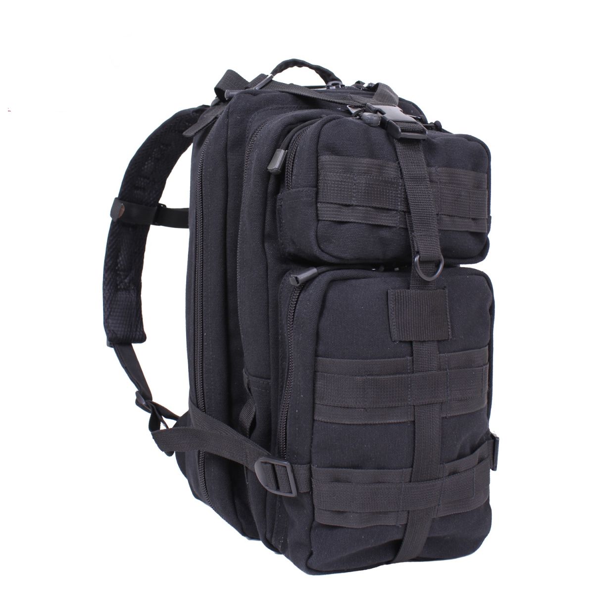 Mochila táctica TACTICANVAS GO PACK verde, 25 L, lona de algodón, tirantes y respaldo acolchados, bolsillos con cremallera