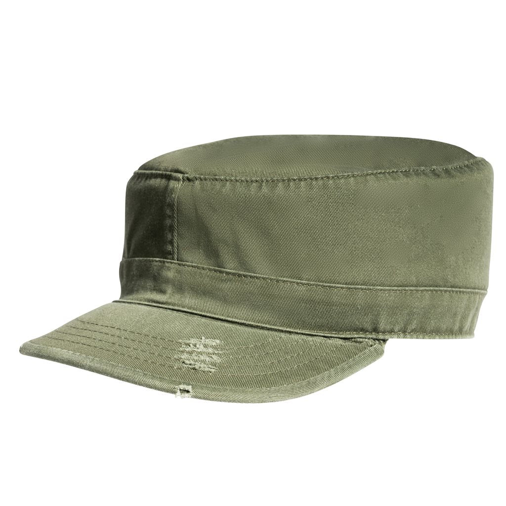 Gorra VAGE Fatigue verde estilo BDU en vista lateral