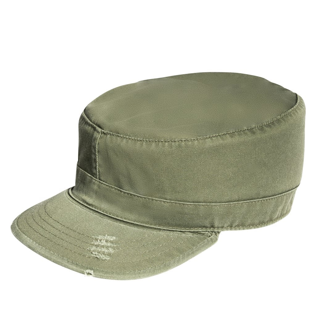 Gorra VAGE Fatigue verde estilo BDU en vista lateral