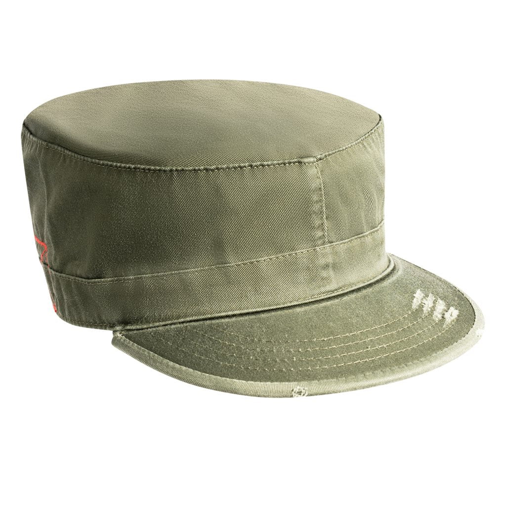 Gorra VAGE Fatigue verde estilo BDU en vista lateral