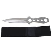 Cuchillo arrojadizo negro con funda de nylon, longitud total 22,5 cm, hoja 12 cm