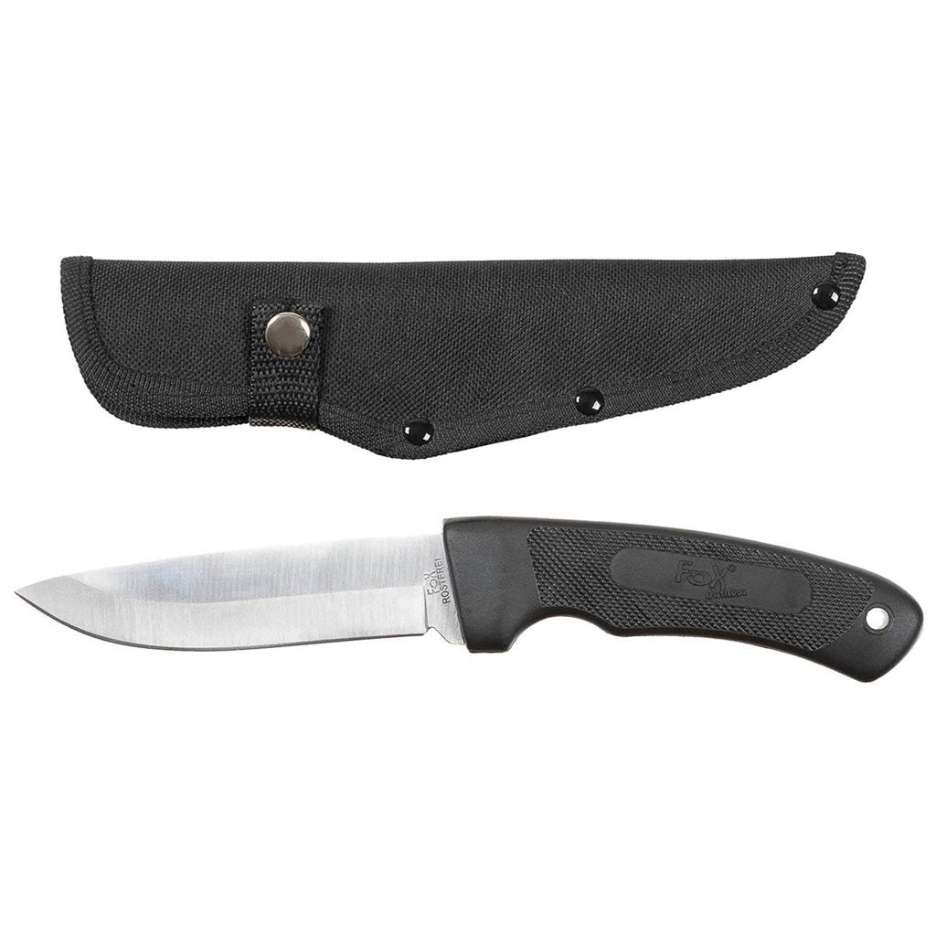 Cuchillo HUNTER negro 25 cm con empuñadura de goma y funda de nylon
