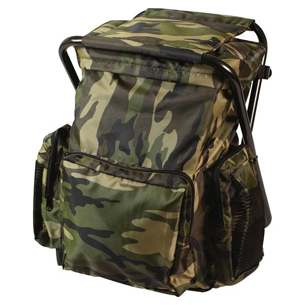 Silla plegable con mochila WOODLAND, asiento portátil con mochila integrada para camping