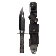 Bayoneta estilo M9 negra con sierra en la hoja y funda de liberación rápida