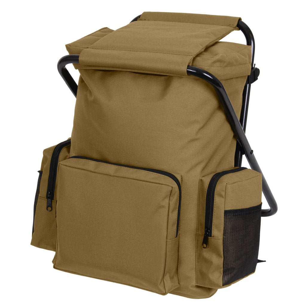 Silla plegable verde con mochila integrada para camping y senderismo