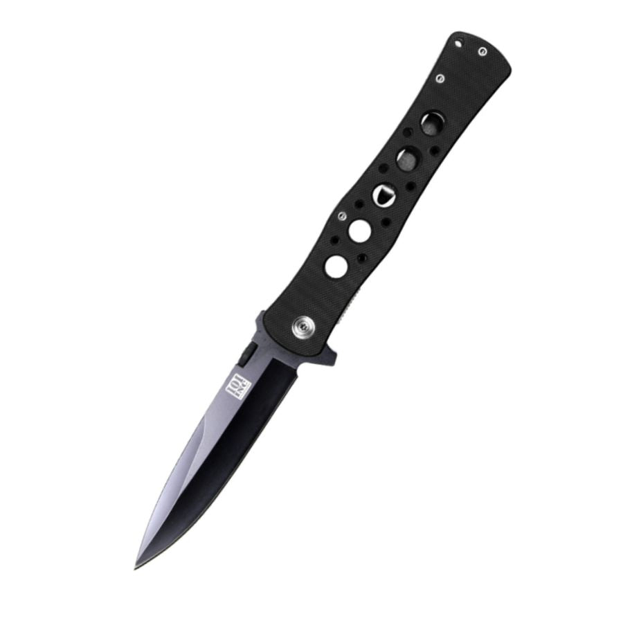 Navaja plegable SHADOW H219 con hoja lisa y empuñadura negra, imagen del producto