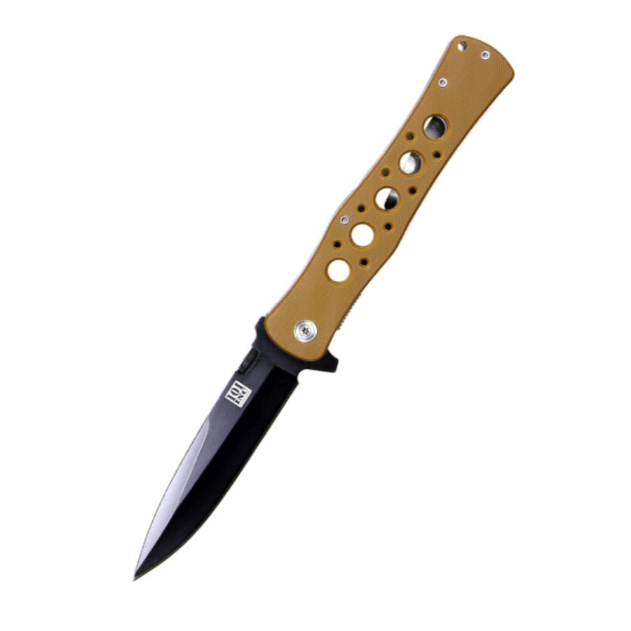 Navaja plegable SHADOW H219 con hoja lisa y empuñadura negra, imagen del producto