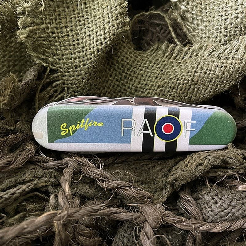 Navaja plegable SPITFITE WWII multifunción con herramientas integradas y anilla para llavero, cerrada 9 cm