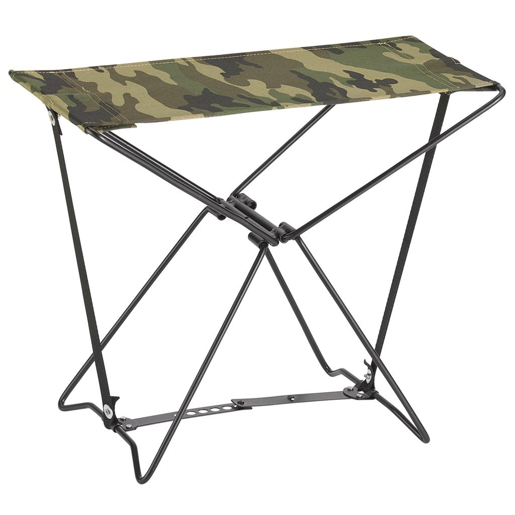 Silla plegable Army Woodland con funda de transporte, poliéster 600D y estructura de acero