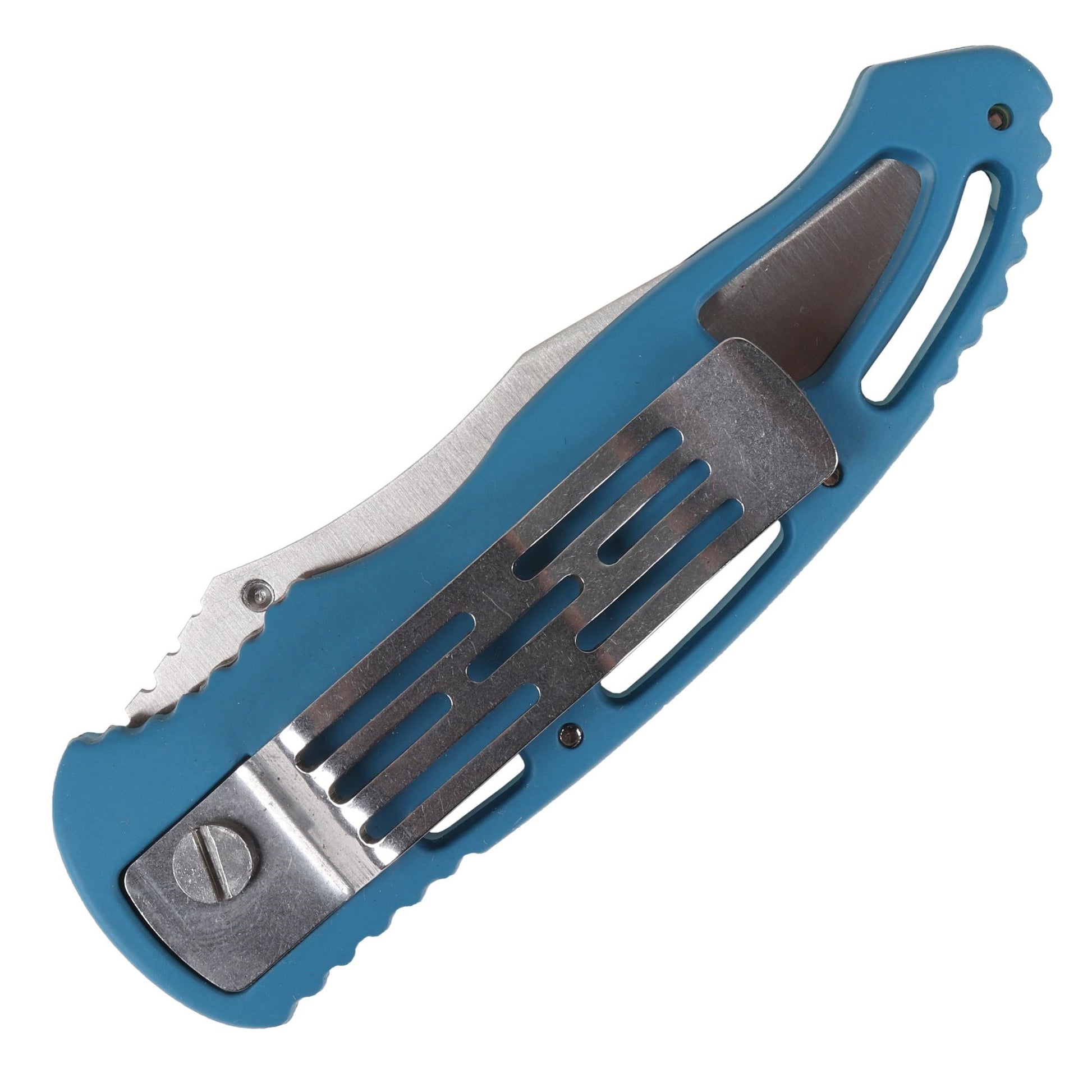 Navaja plegable azul con hoja de 8,5 cm y clip para cinturón