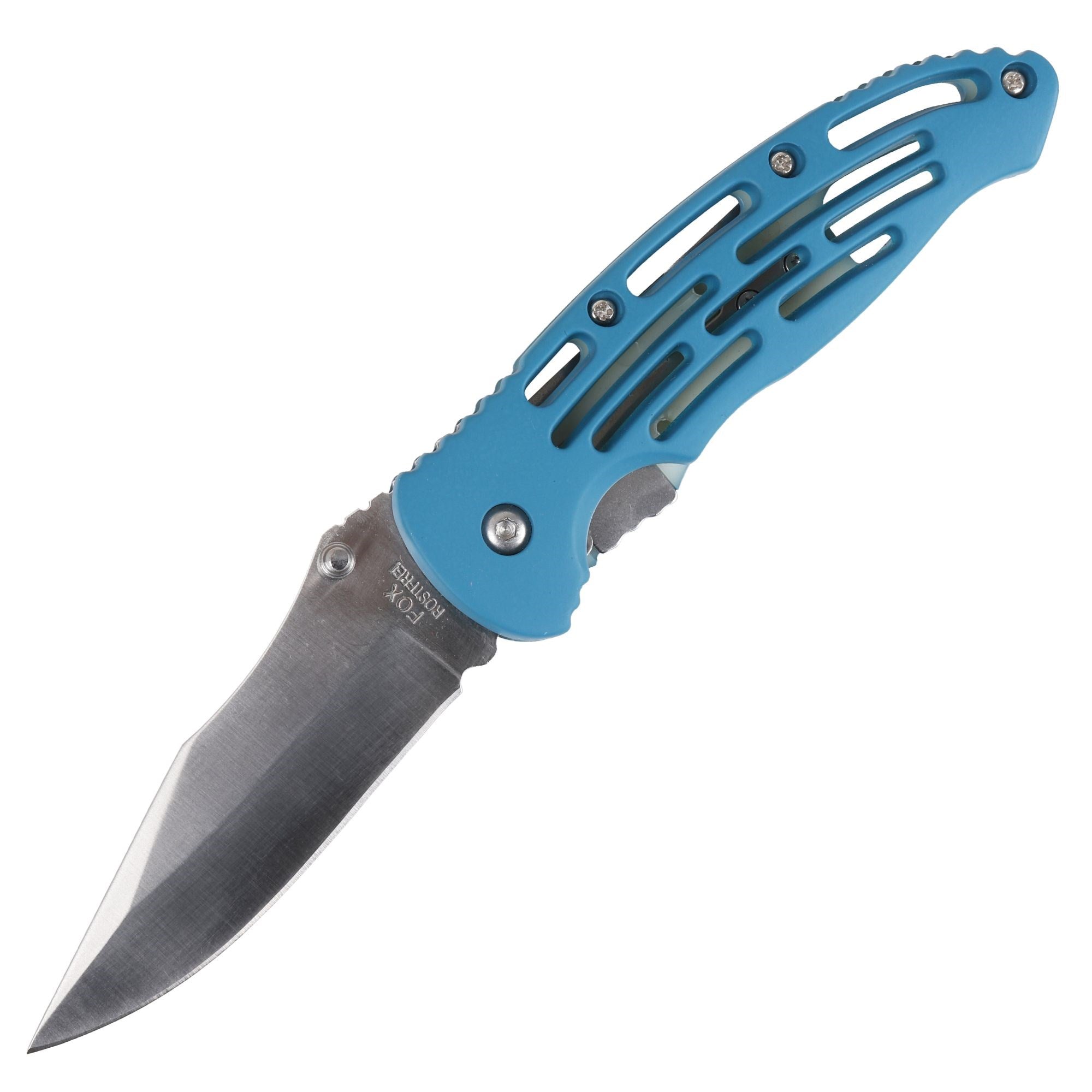 Navaja plegable azul con hoja de 8,5 cm y clip para cinturón
