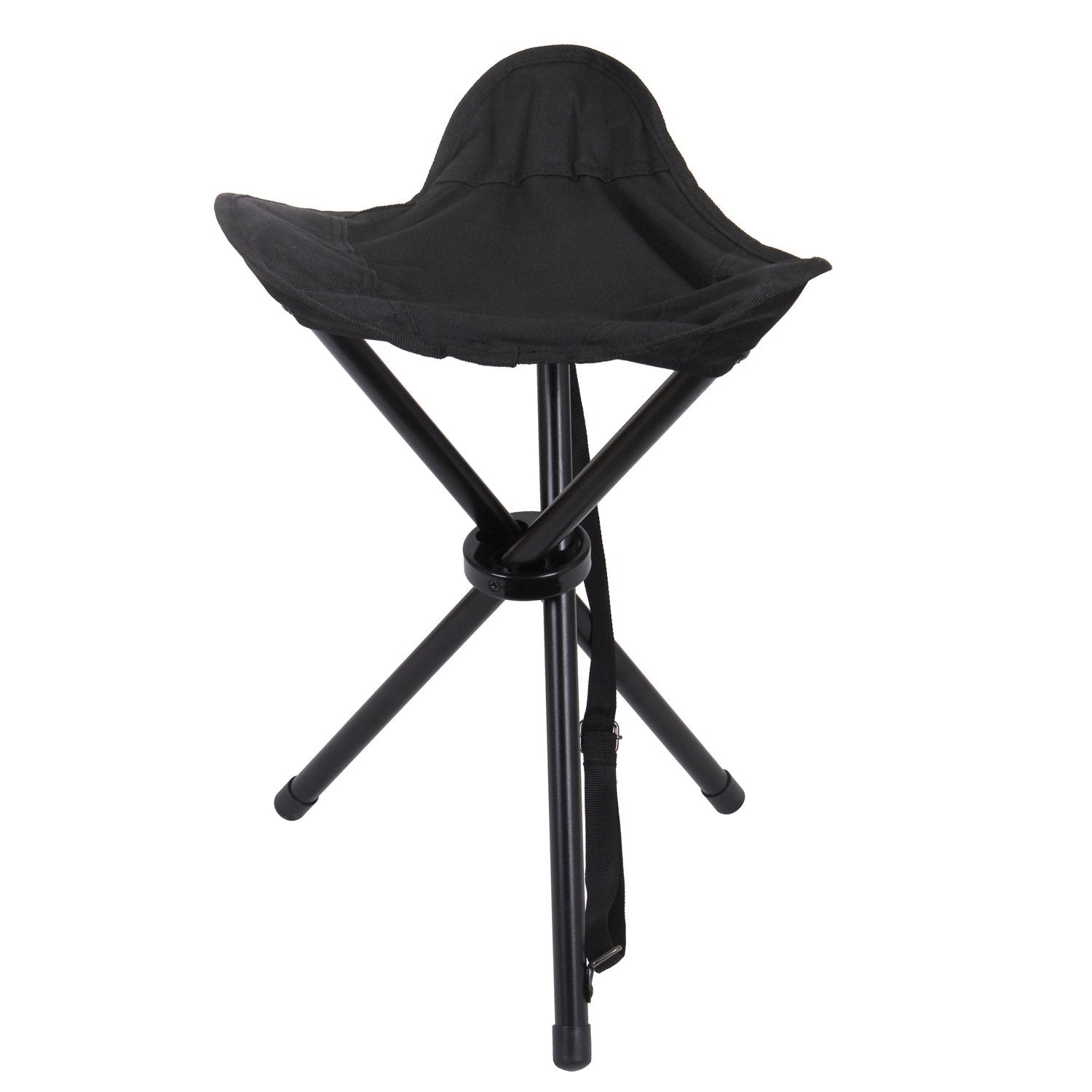 Taburete trípode plegable negro, altura aprox. 48 cm, carga máxima 85 kg