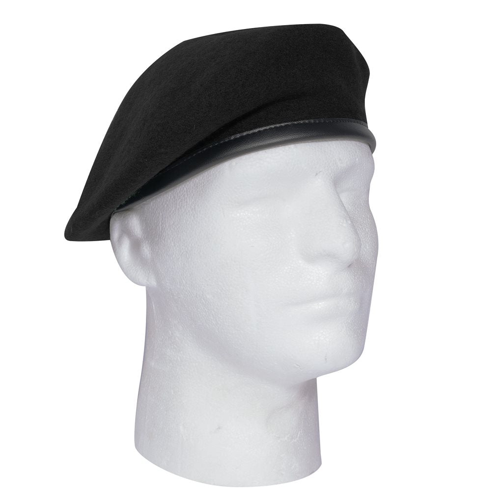 Boina de lana Monty negra con ribete de nylon y cordón ajustable