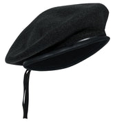 Boina de lana Monty negra con ribete de nylon y cordón ajustable