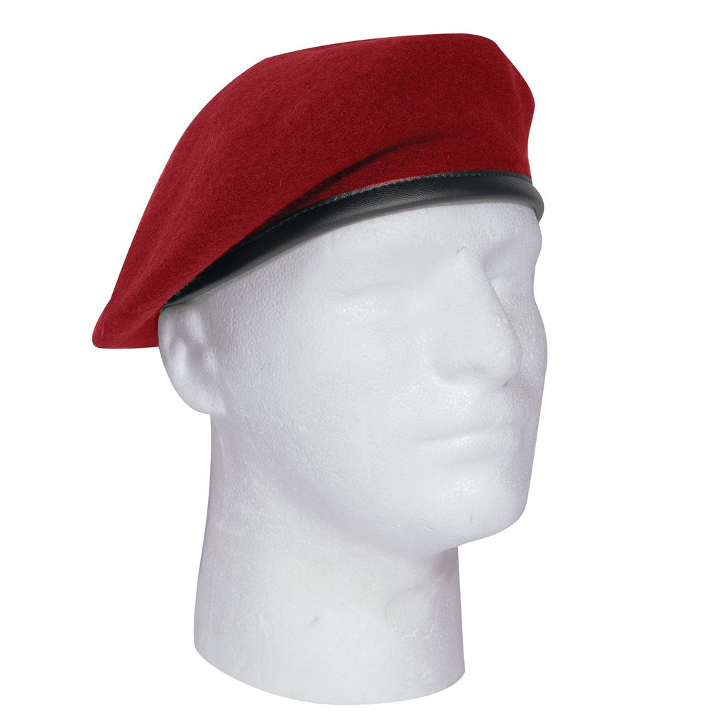 Boina MONTY de lana roja con borde de nailon y cordón ajustable, Rothco