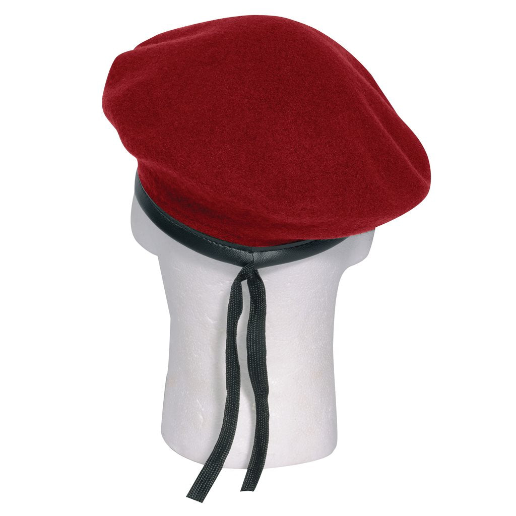 Boina MONTY de lana roja con borde de nailon y cordón ajustable, Rothco
