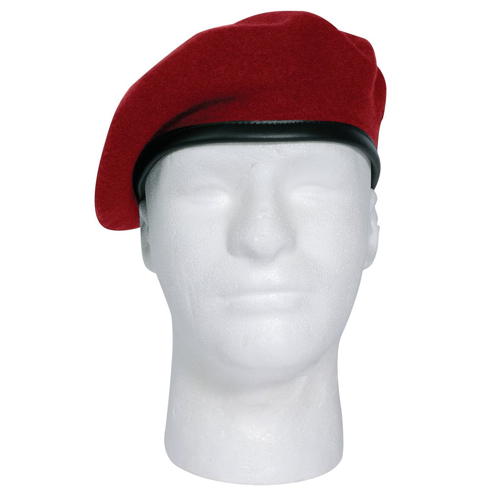 Boina MONTY de lana roja con borde de nailon y cordón ajustable, Rothco