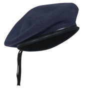 Boina de lana MONTY azul oscuro con ribete de nylon y cordón ajustable